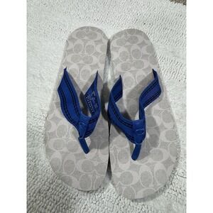 COACH Signature Webbing Flip-Flop Blue Fin 11D Blue Fin Chalk Euc Classic
